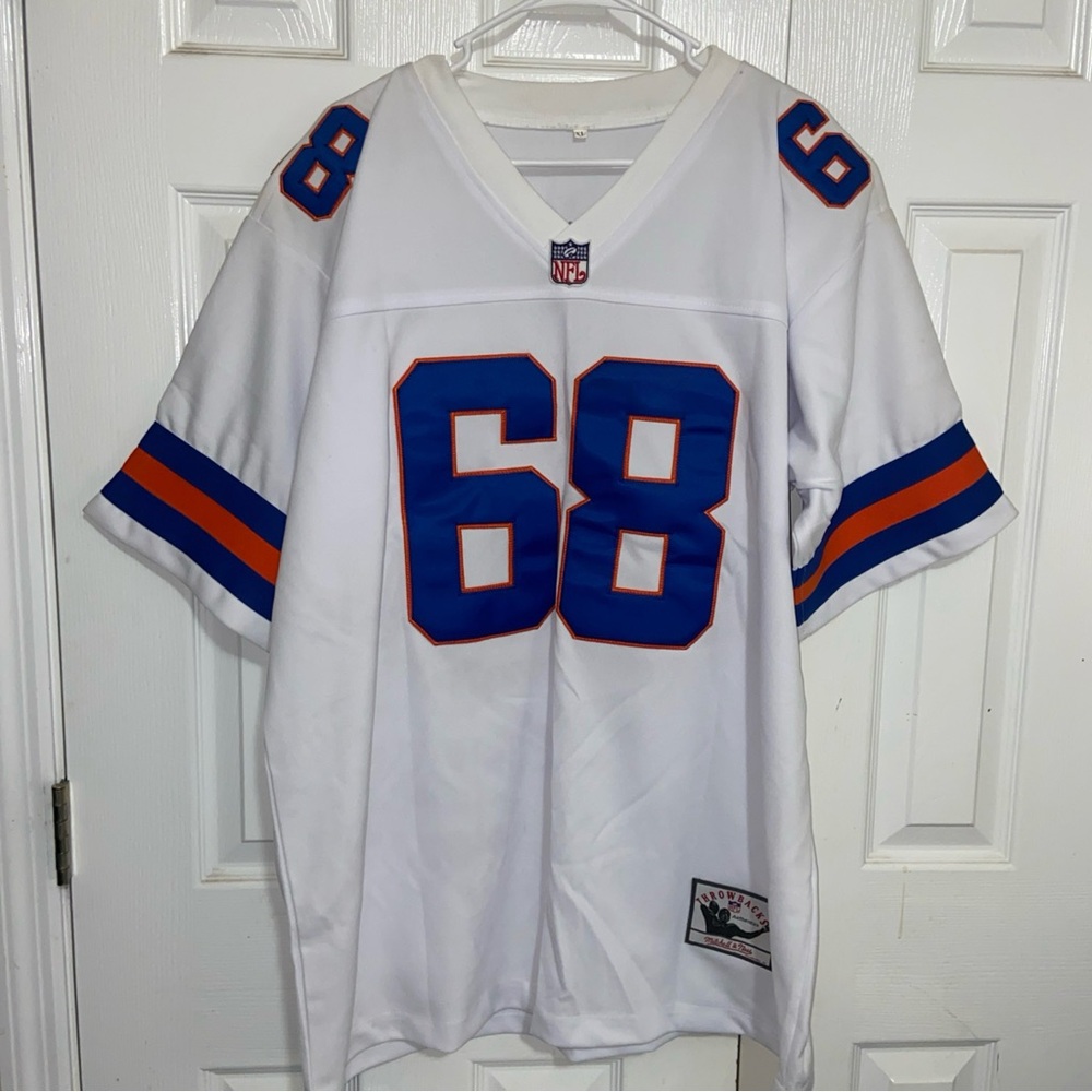NFL White Blue Orange #68 Men’s Football Jersey